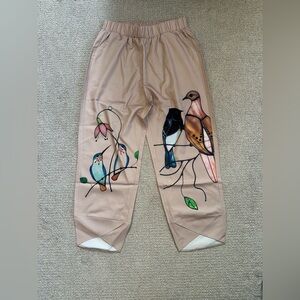 NIB floral bird pants